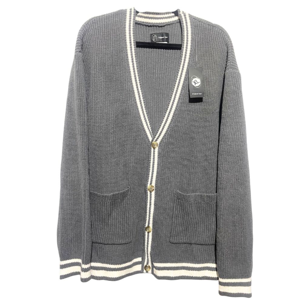 NWT Bookish Varsity Oversized Textured Cardigan Sweater - Picture 2 of 9